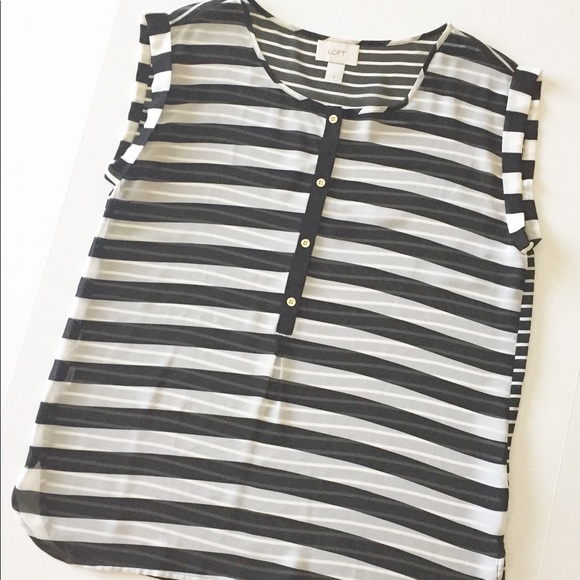 Ann Taylor Loft Sheer Striped Top Size S - Picture 1 of 7